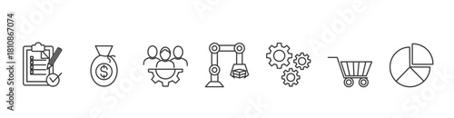 ERP banner icon vector illustration concept of inventory, financials, HRM, production, service, purchasing, and MRP