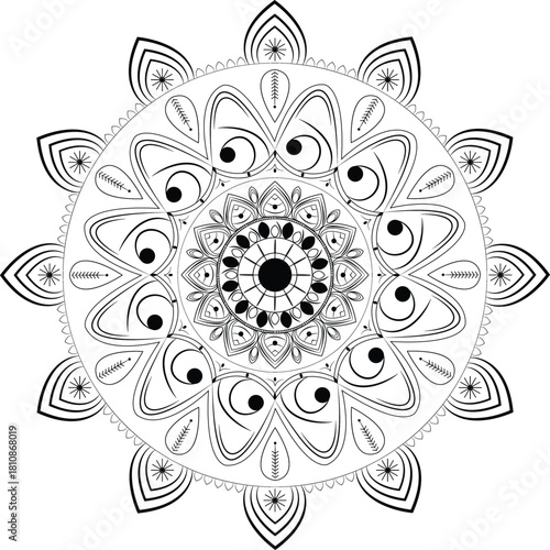 Intricate lines and perfect symmetry—this mandala vector brings calm, balance, and artistic depth to any design project