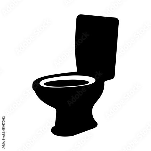 Black and white silhouette of a toilet with the lid open