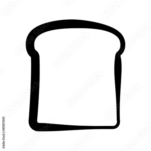Simple black and white vector illustration of a slice of bread