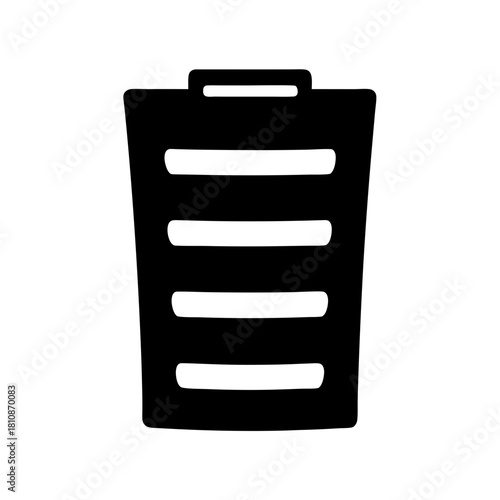 Stylized Black Silhouette of a File Cabinet or Drawer Icon on White