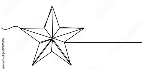 golden star continuous one line drawing, Continuous one line drawing of an abstract outlined star with golden colorings. Minimalistic vector illustration. 