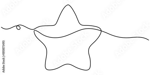 golden star continuous one line drawing, Continuous one line drawing of an abstract outlined star with golden colorings. Minimalistic vector illustration. 