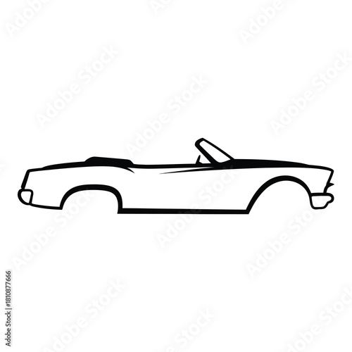 Classic convertible car outline, a timeless symbol of freedom and openair driving isolated on white background