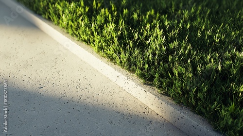 A Clean Concrete Surface Contrasted with Lush Green