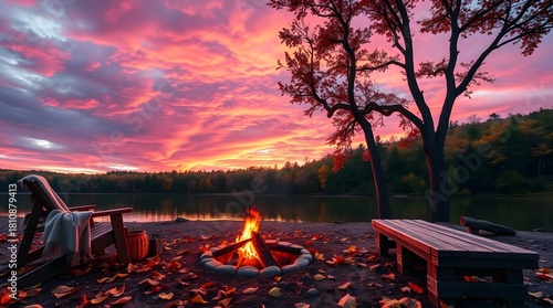 Fototapeta Naklejka Na Ścianę i Meble -  sunset over the lake