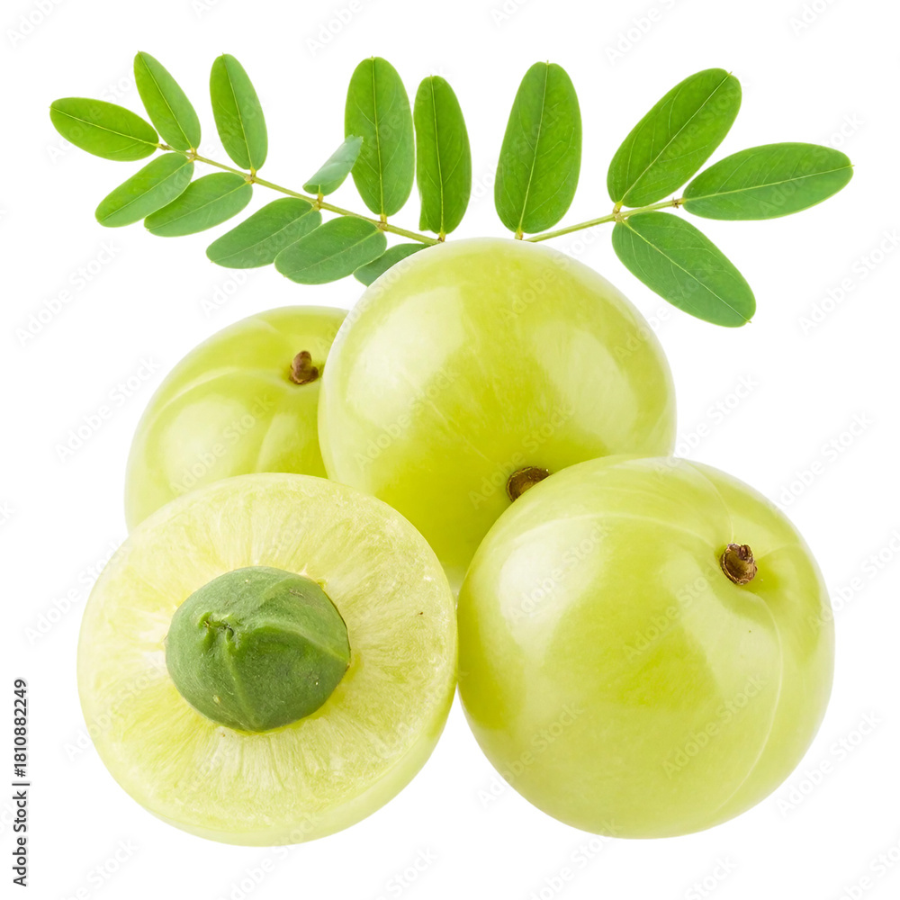 Obraz premium Indian gooseberry isolated on white or transparent background