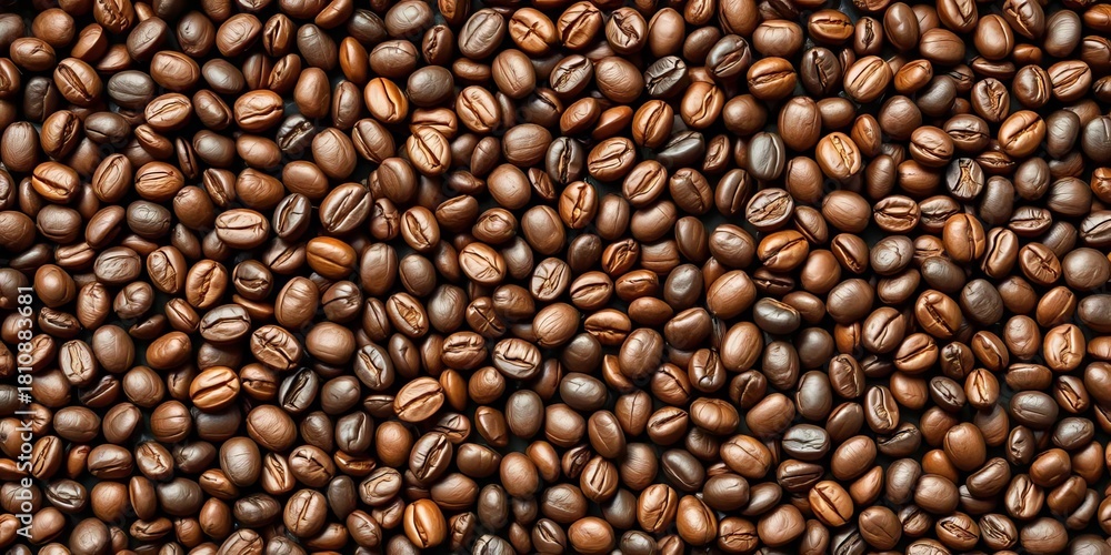 Fototapeta premium Intricate geometric pattern formed by coffee beans, showcasing natural variations in color and shape, close-up, photography