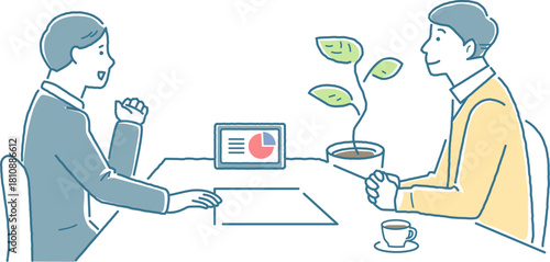 男性に説明をするビジネスパーソン