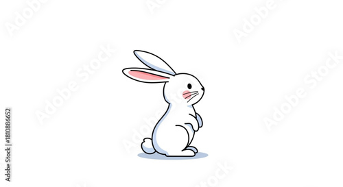Adorable white rabbit standing attentively, ideal for children's books, Easter promotions, and springtime designs, adding a touch of whimsy and charm