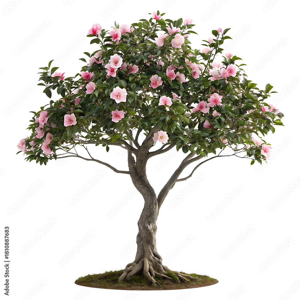 Fototapeta premium Pink camellia tree isolated on transparent background png