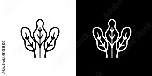 Elegant Spinach Plant Icon Minimalist Design for Food and Health
