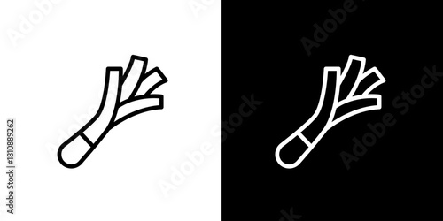 Simple Leek Vegetable Icon Design Modern Outline Illustration for Healthy Food, Cooking, and Culinary Concepts on Contrasting Backgrounds, Perfect for Web and App Interfaces