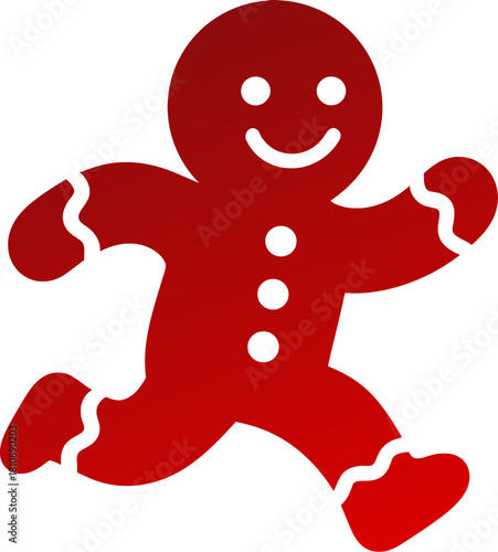 Running Gingerbread Man Cookie Vector Icon With Orange Gradient
