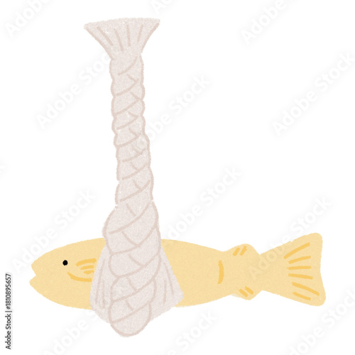 Yellow Lucky Pollack Art – Korean Anti-Evil Amulet Illustration