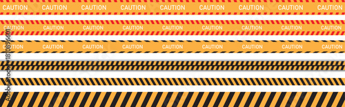 Caution tape set of black yellow warning ribbons.
Yellow caution tape on a transparent background. Not cross area tape. Warning zone
