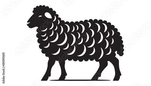 black color sheep animal silhouette vector illustration, solid white background