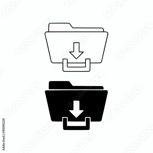 Download Folder Vector Icons for Data Transfer, Storage, and Organization with Arrow Symbol for Digital Files and Document Management