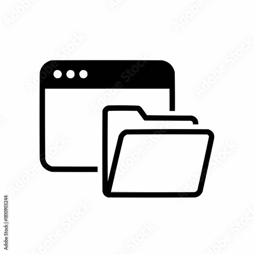 Browser folder icon showing file access, representing web content management, document organization, software, online resources, and file transfer, showcasing data access