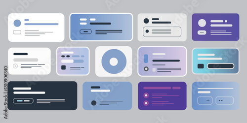 Modern Minimalist UI Kit Collection - Abstract Web and App Interface Cards Set