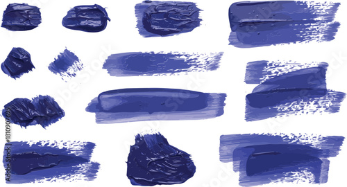Artistic Brushstrokes Collection Various Textures & Shapes of Blue Paint. Perfect for Creative Design Projects & Decorative Elements
