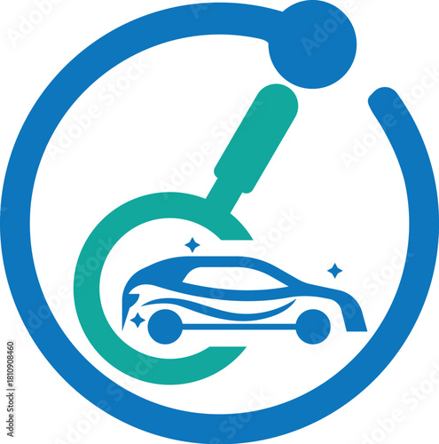 Search round car Paint Brush Creative Art Logo Design Color Vector Template Icon