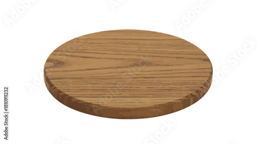 Round Wooden Cutting Board with Wood Grain Texture Isolated on White Background Keywords: wood, wooden, round, circle, cutting board, surface, texture, grain, natural, material