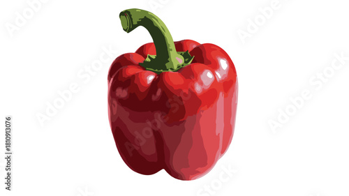 Vibrant Red Bell Pepper with Green Stem on White Background red pepper vegetable