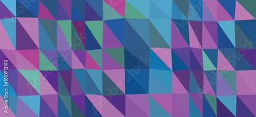 Abstract background of overlapping purple blue and green triangles geometric pattern
