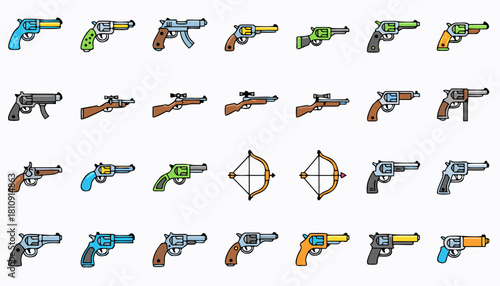 Colorful Gun and Bow Collection – AI Generated Vector