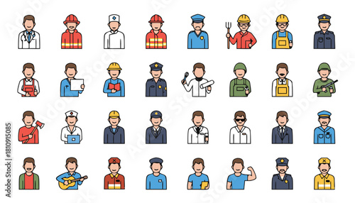 Diverse Profession Icons – AI Generated Vector