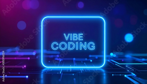 Modern Cyber Aesthetic Showcasing Vibrant Neon Coding Typography Embedded in a Futuristic Circuit Grid