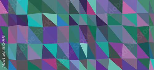 Geometric Mosaic of Triangles in Shades of Teal Purple and Green abstract pattern