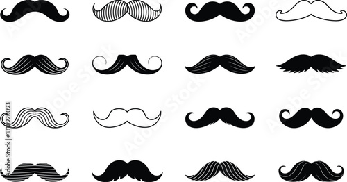 Assortment of Black and White Mustache Styles moustache facial hair