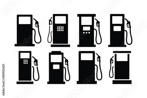 Fuel Pump and Gas Station Pump Silhouette Vector Pack