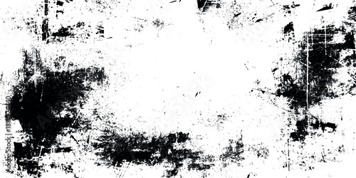 Grunge distressed texture black streaks scratches dirt stains on white background overlay effect.