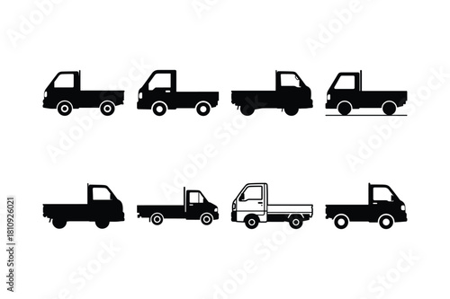 Pickup and Utility Truck Silhouette Vector Collection