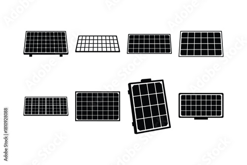 Solar Panel Array Silhouette Vector Pack