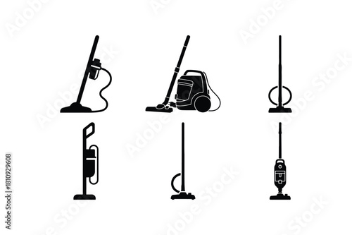 Vacuum Cleaner Equipment Silhouette Vector Set