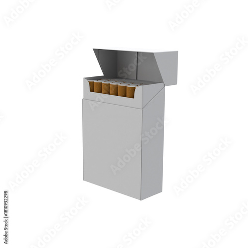 3D Render a cigarette box with cigarettes in it
