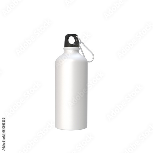 3D Render a white water bottle with a black lid