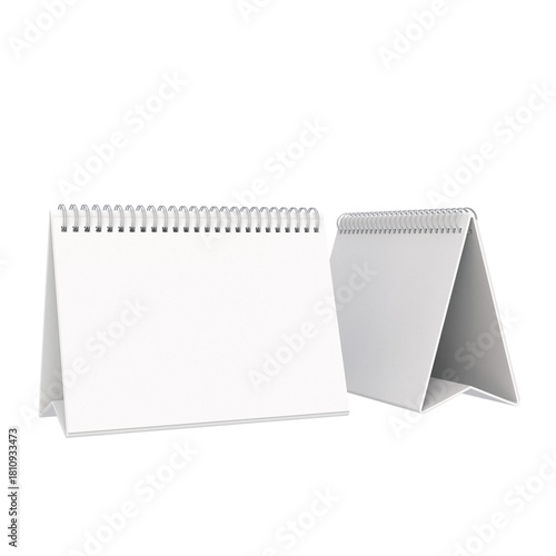 3D Render a desk calendar with a white cover and a spiral binding