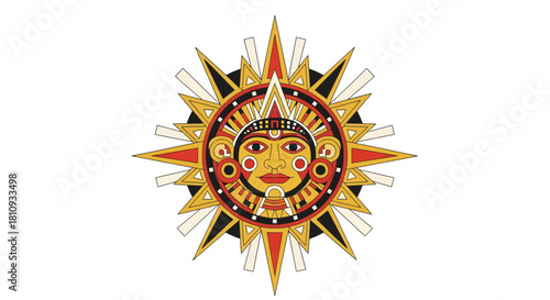 Vibrant Aztec Sun Stone symbol representing ancient culture and cosmic power, perfect for cultural projects and educational content.