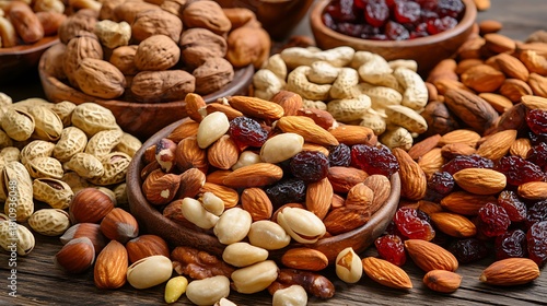 Various kinds of nuts and dried fruits