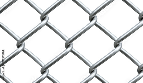 Isolated chain link fence with a seamless metal wire mesh texture and geometric pattern for security design