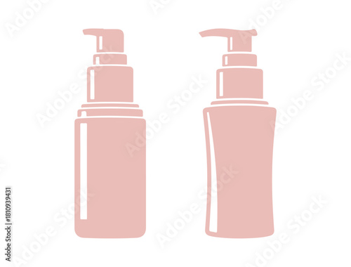 Vector graphic depicting a bottle of liquid foundation designed for women's makeup. A colored silhouette set against a white backdrop.

