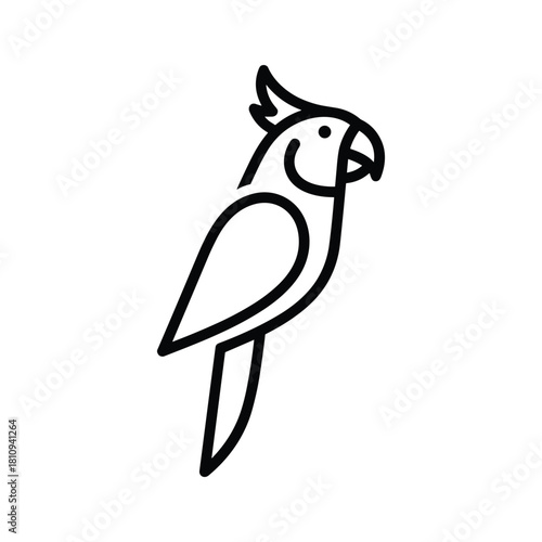 Simple line art illustration of a cockatoo bird