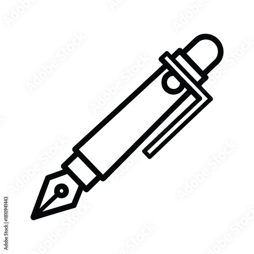 Classic fountain pen icon with nib and clip