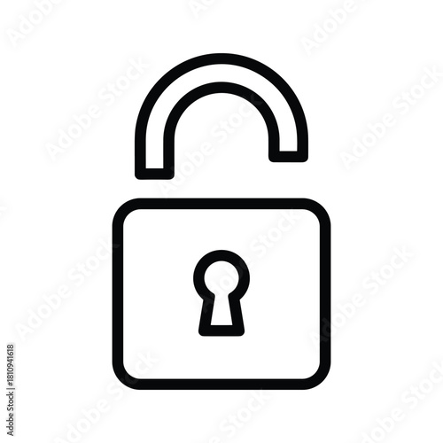 Simple open padlock icon symbol