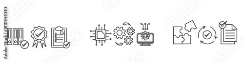 SOP banner vector illustration concept for the standard operating procedure with an icon of instruction, quality, manual, process, operation, sequence, workflow, iteration, and puzzle